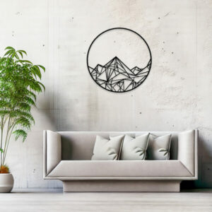 ROUND GEOMETRIC MOUNTAIN WALL HANGING